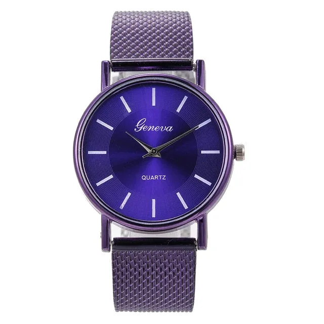 часы женские Women Watch Leisure Strap Quartz Watch Woman's High-end Blue Glass Life Waterproof Distinguished Relogio Masculino