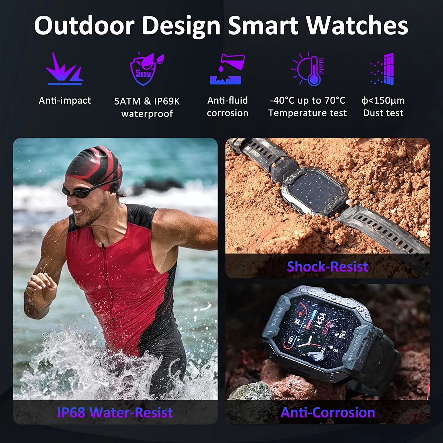 1.71" Tactical Military Sports Smart Watch
