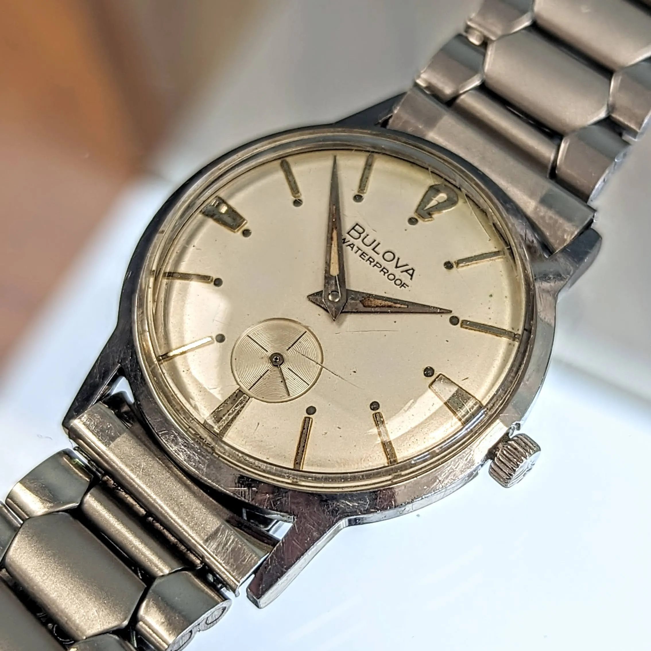 1966 BULOVA Surf King Waterproof Wristwatch 32mm Swiss Made Watch - All Stainless Steel