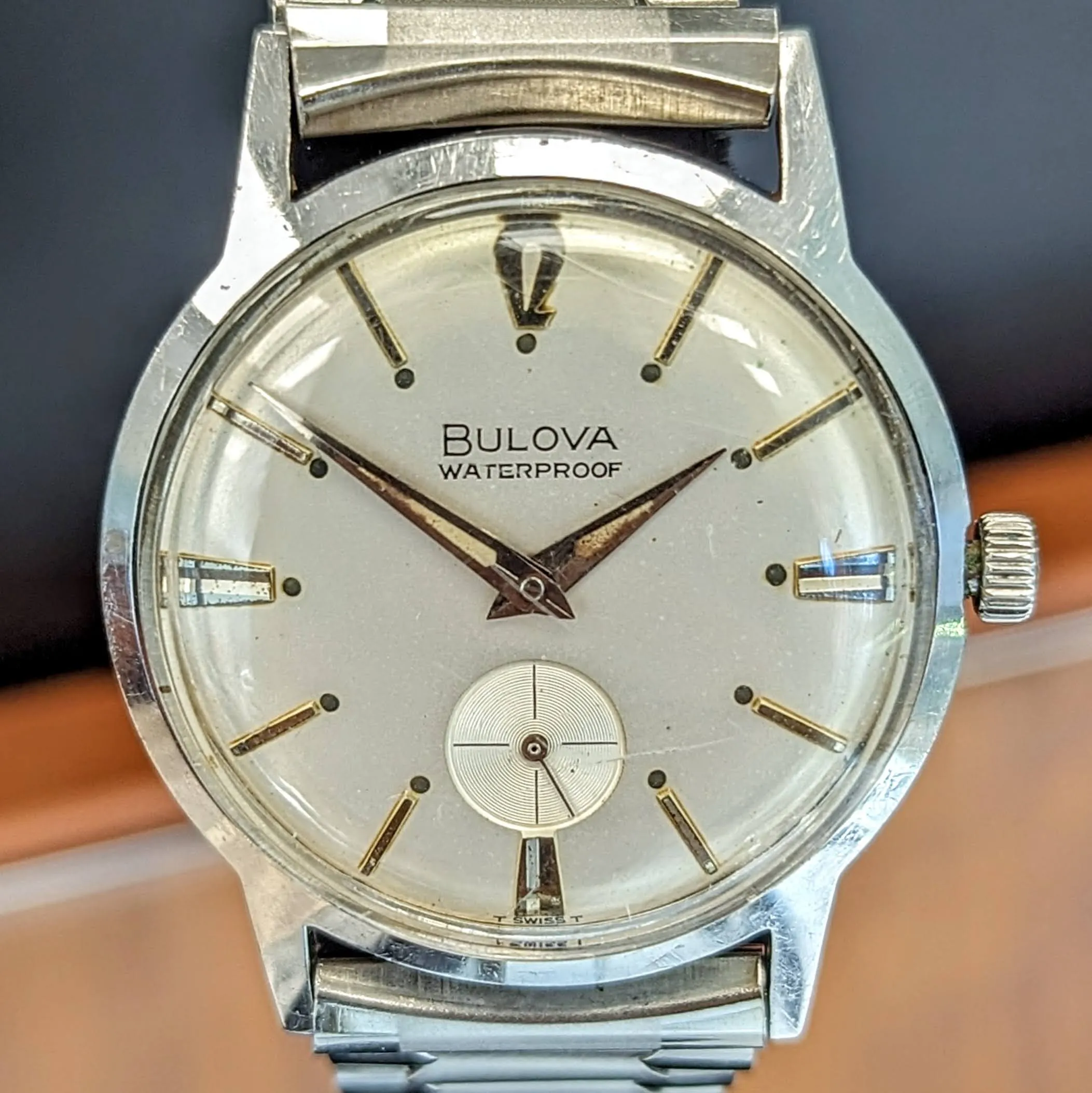 1966 BULOVA Surf King Waterproof Wristwatch 32mm Swiss Made Watch - All Stainless Steel