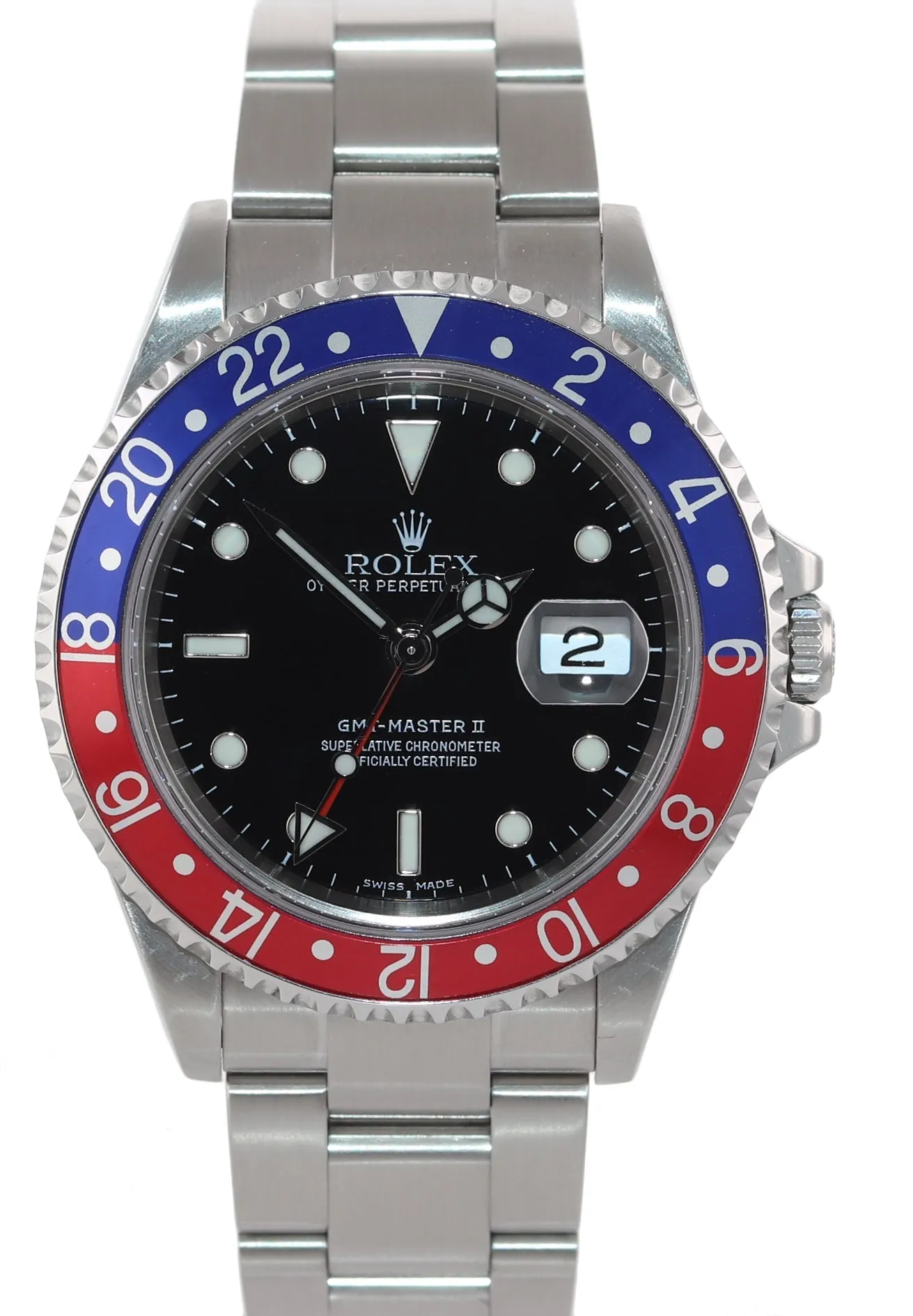 2005 PAPERS Rolex GMT-Master 2 Pepsi Blue Red Steel 16710 40mm NO HOLES