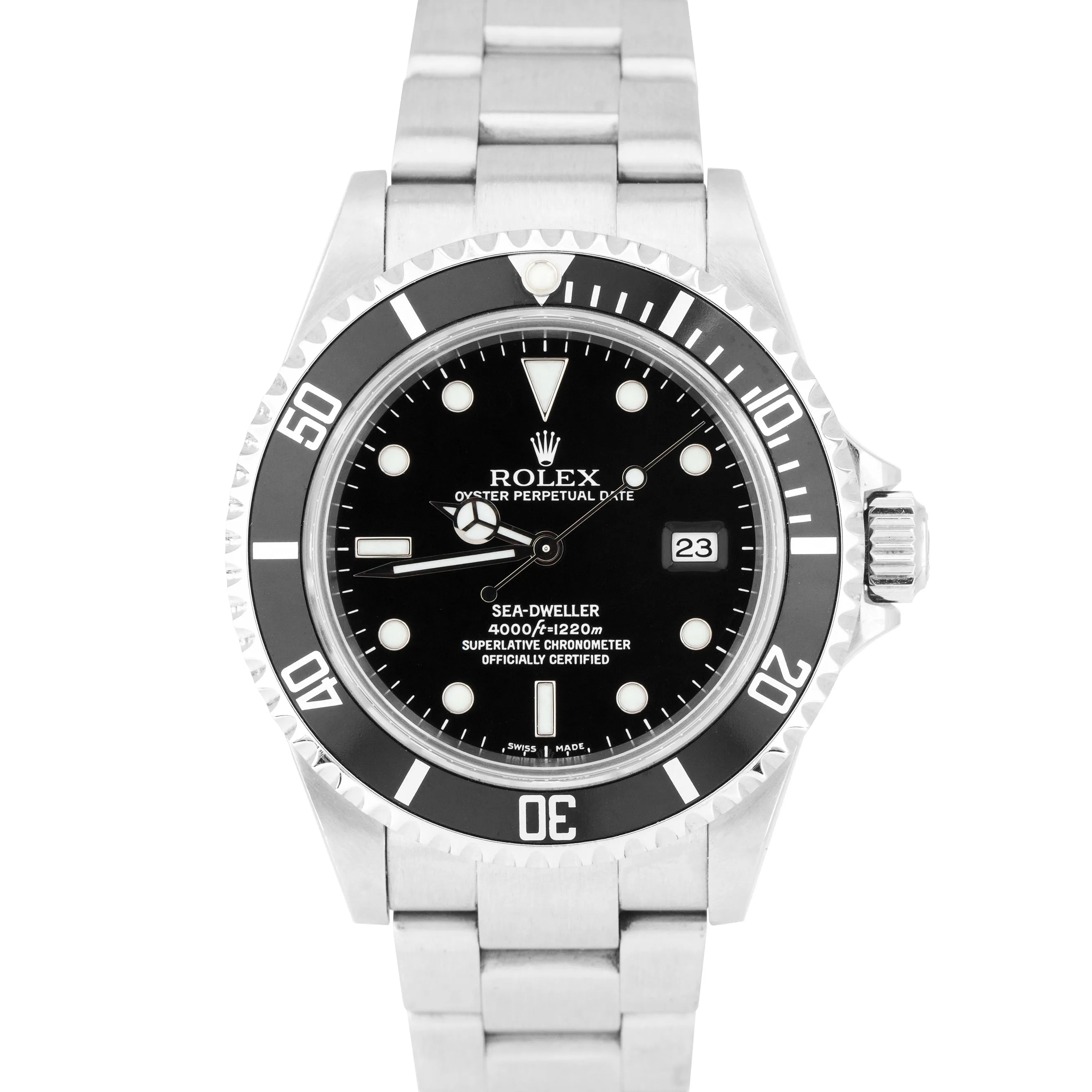 2006 Rolex Sea-Dweller Stainless Steel NO-HOLES CASE 40mm Black Dive Watch 16600