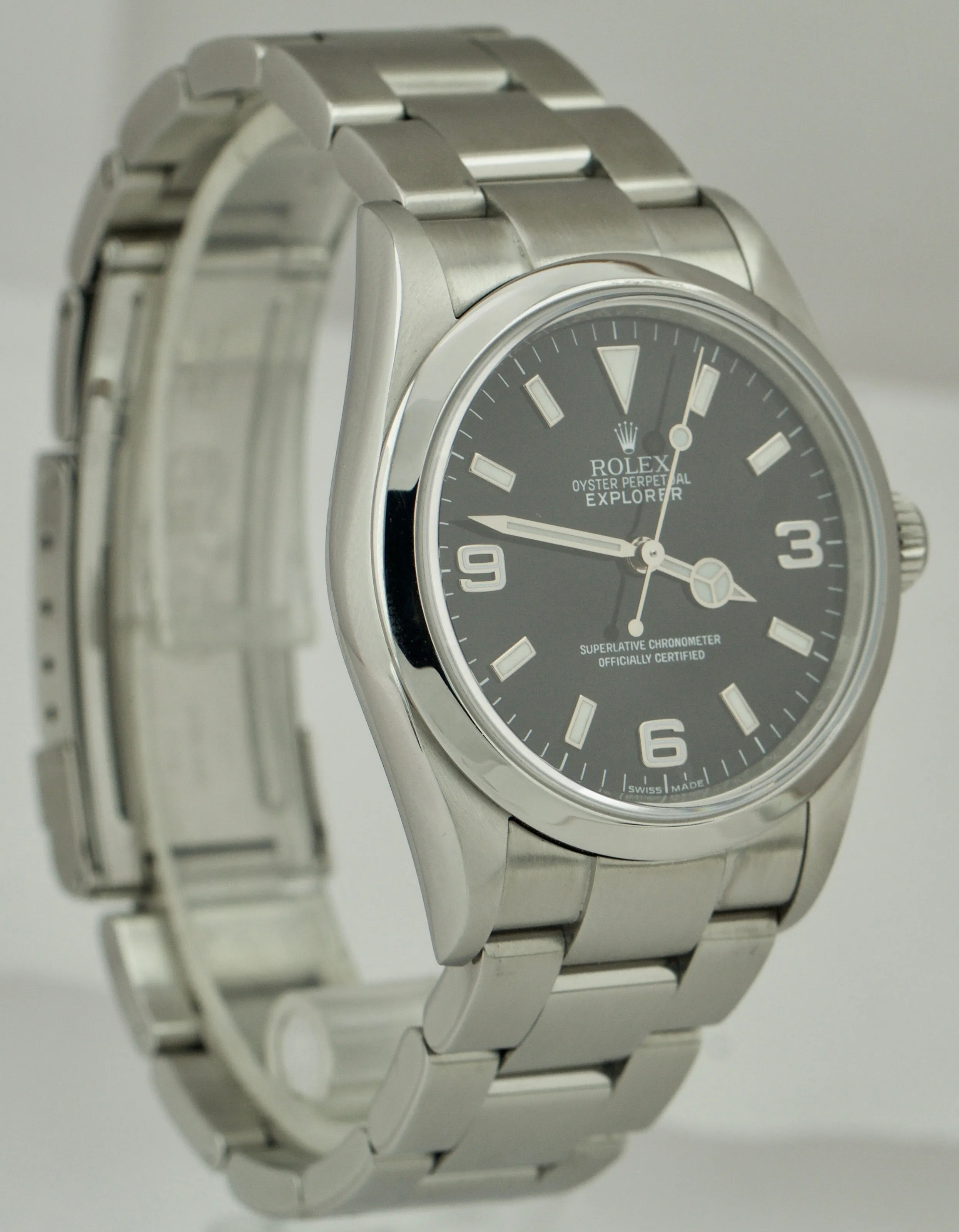 2008 Rolex Explorer I Black 36mm Stainless REHAUT Automatic Oyster Watch 114270