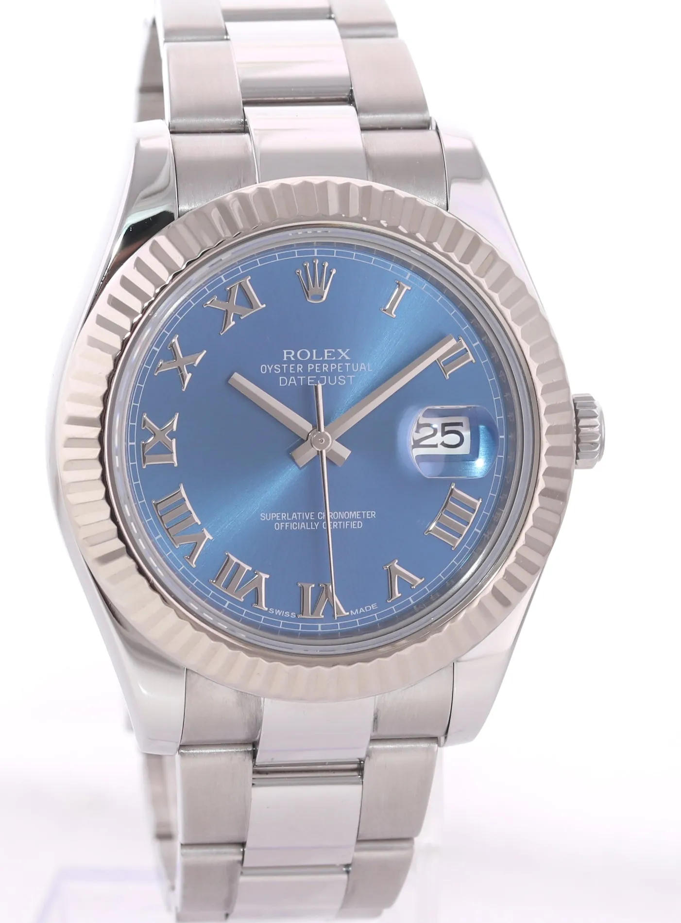 2015 PAPERS MINT Rolex DateJust 2 Steel Blue Roman Wimbledon 41mm 116334 Watch