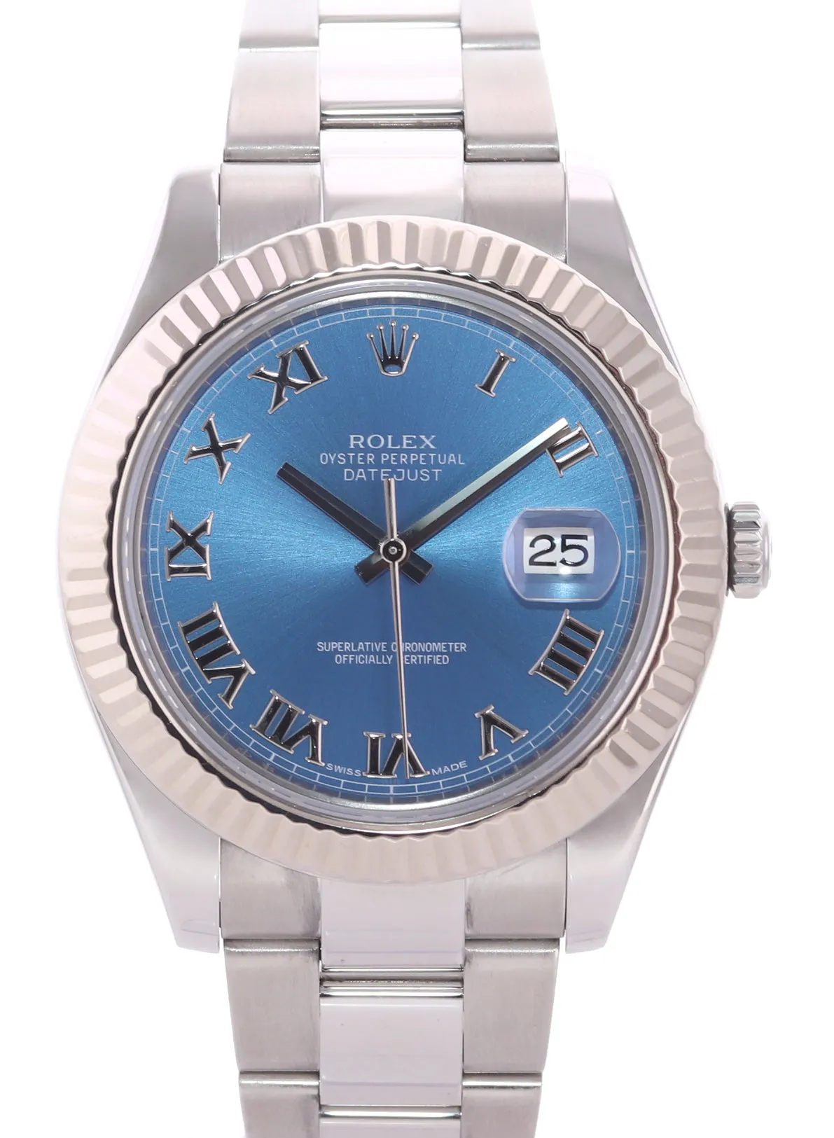 2015 PAPERS MINT Rolex DateJust 2 Steel Blue Roman Wimbledon 41mm 116334 Watch