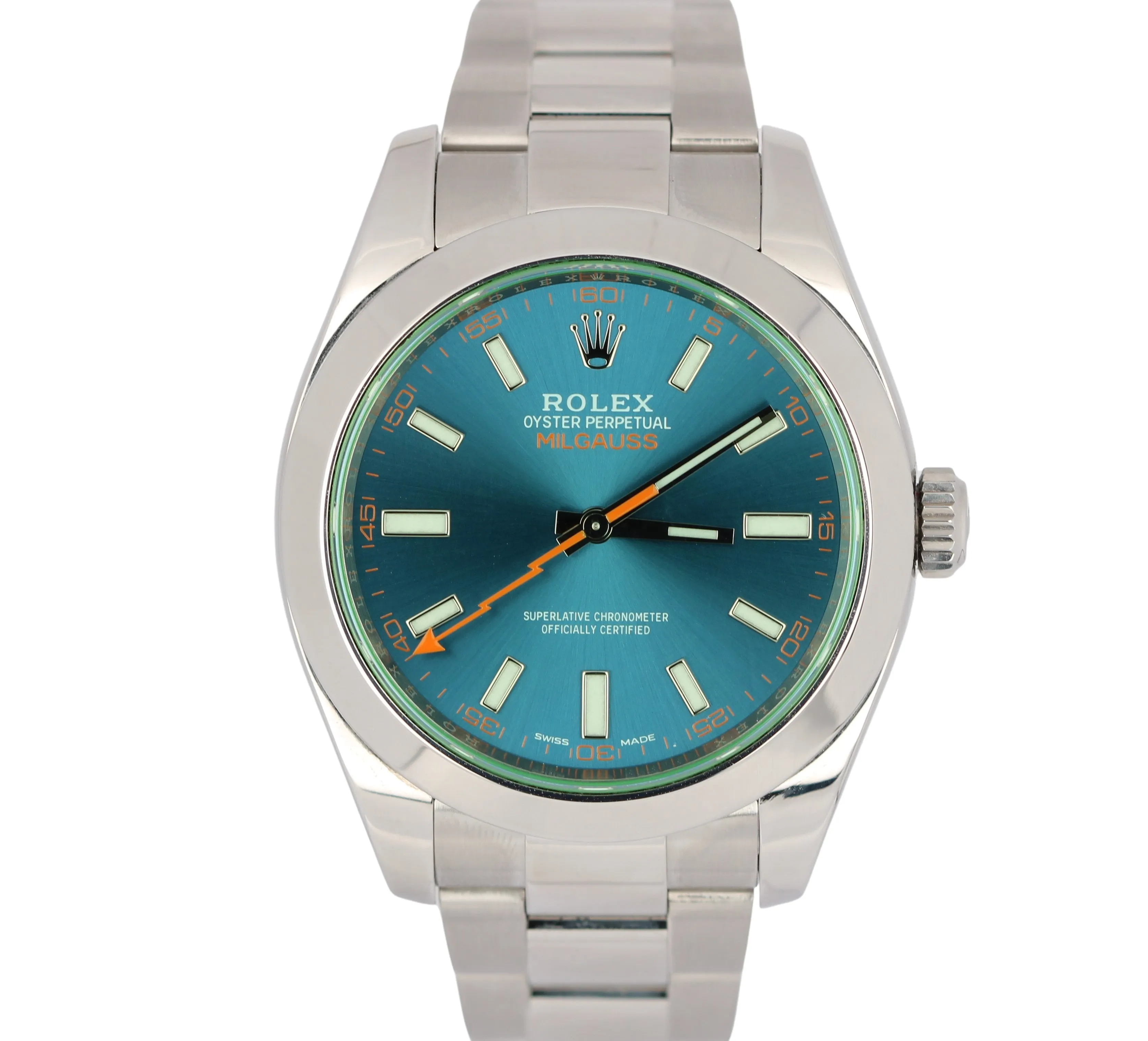 2018 Rolex Milgauss Z-Blue Anniversary 40mm Stainless Steel 116400GV Watch B&P