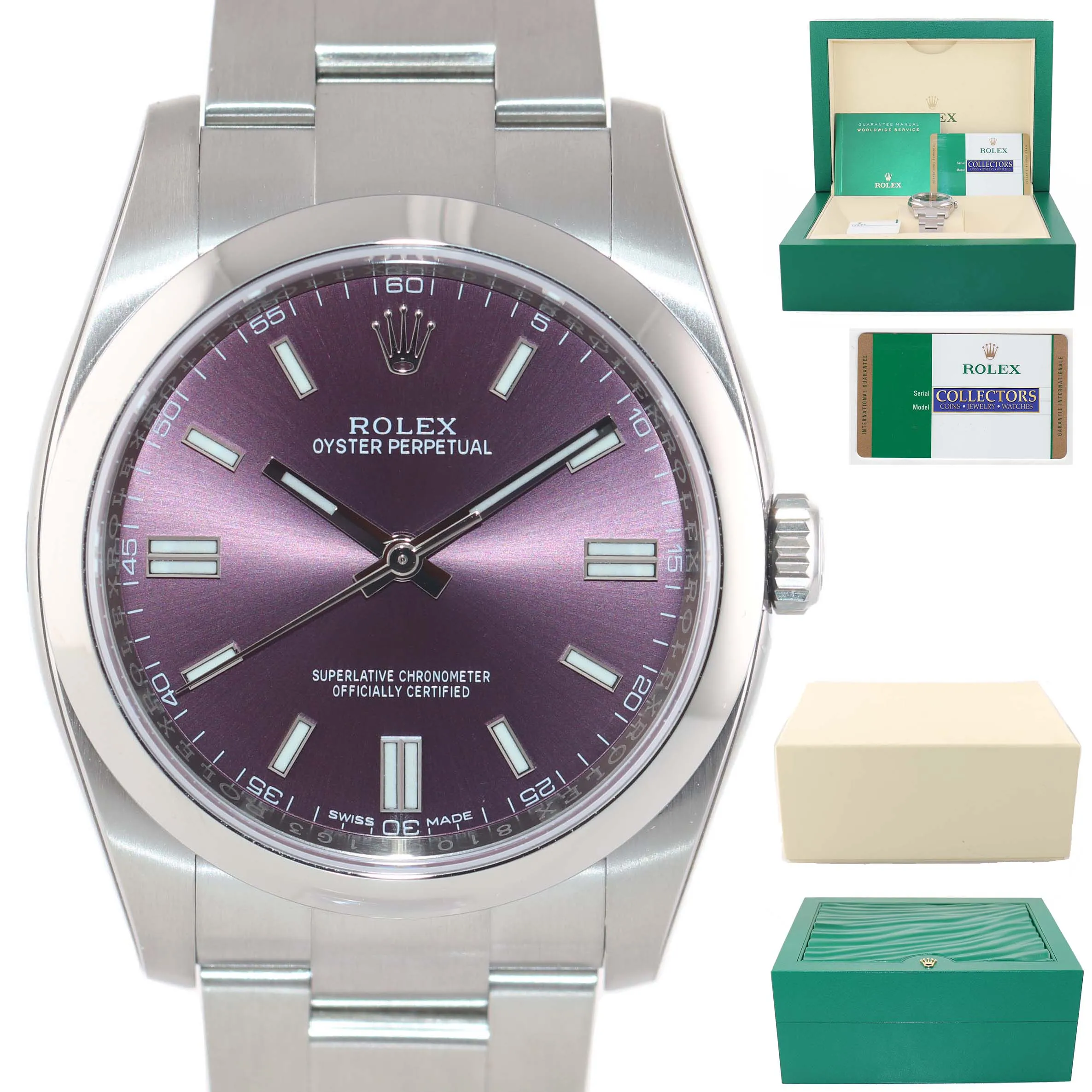 2018 STICKERS & PAPERS 116000 Rolex Oyster Perpetual Grape 36mm Watch Box