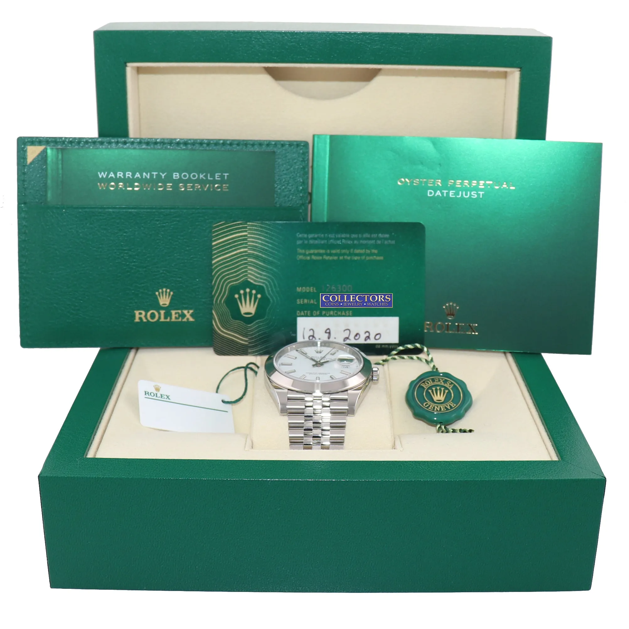 2020 NEW PAPERS Rolex DateJust 41 Steel 126300 White Dial Jubilee 41mm Watch