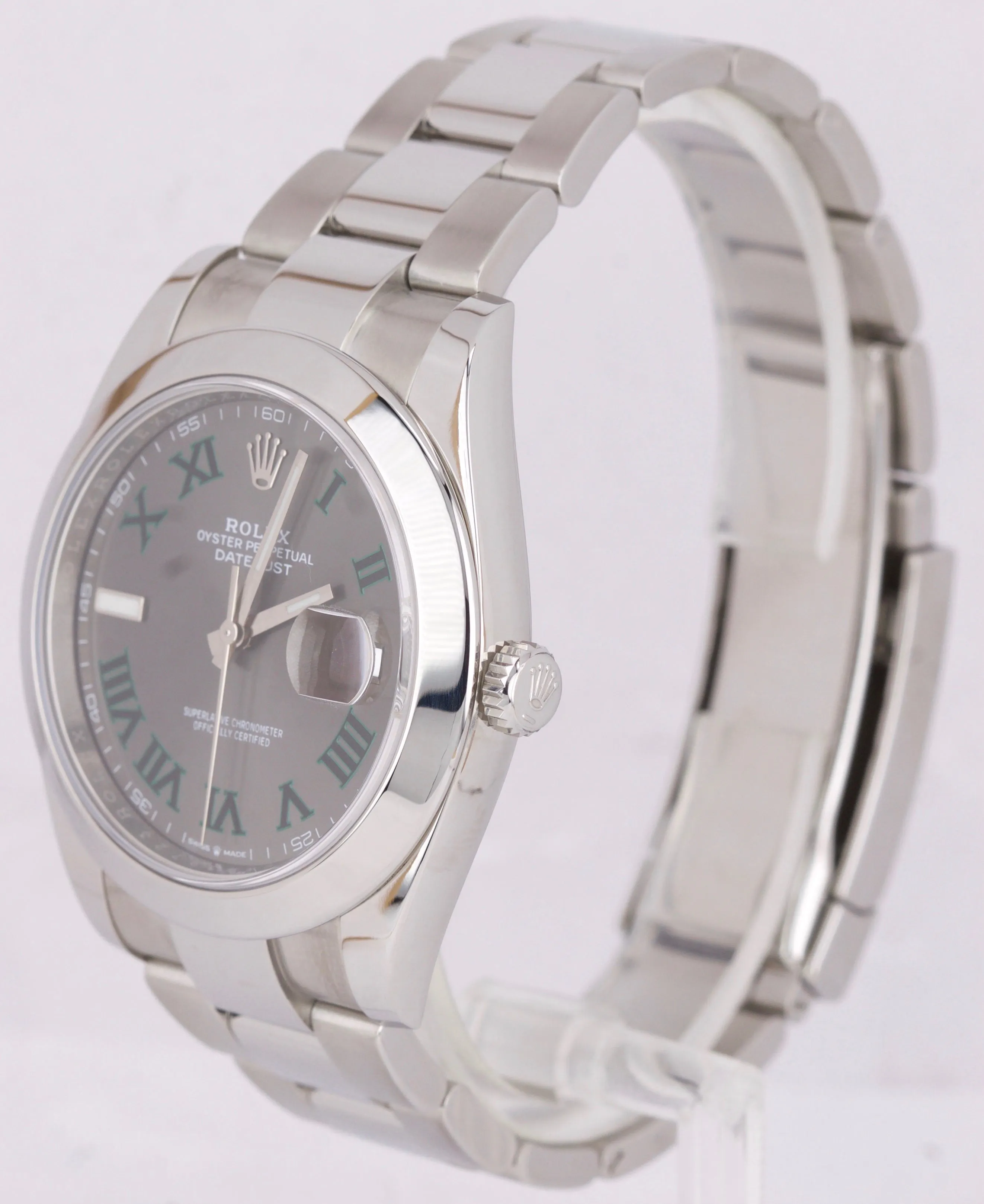 2020 Rolex DateJust 41 Wimbledon Rhodium Grey 41mm Smooth Oyster Watch 126300