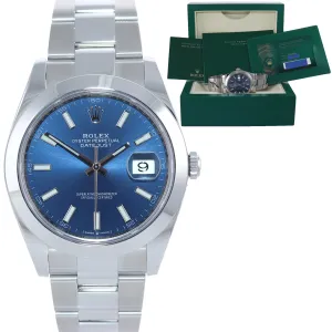 2021 NEW PAPERS Rolex DateJust 41 Steel 126300 Blue Roman Oyster Band Watch Box