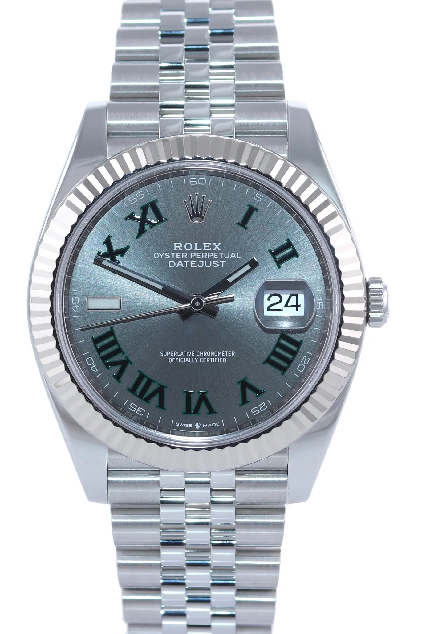 2021 NEW PAPERS Rolex DateJust 41 Wimbledon 126334 steel white gold Jubilee Watch