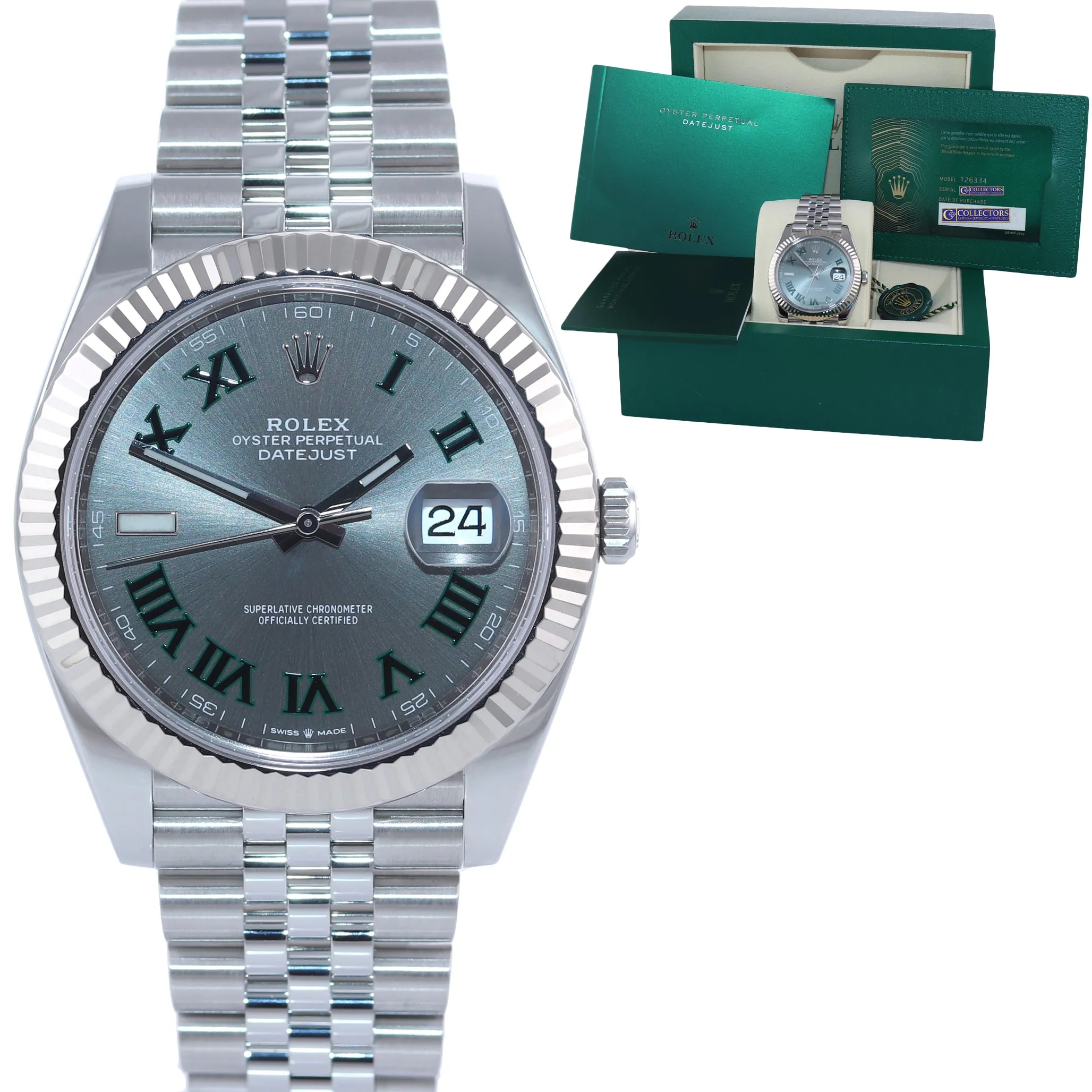 2021 NEW PAPERS Rolex DateJust 41 Wimbledon 126334 steel white gold Jubilee Watch