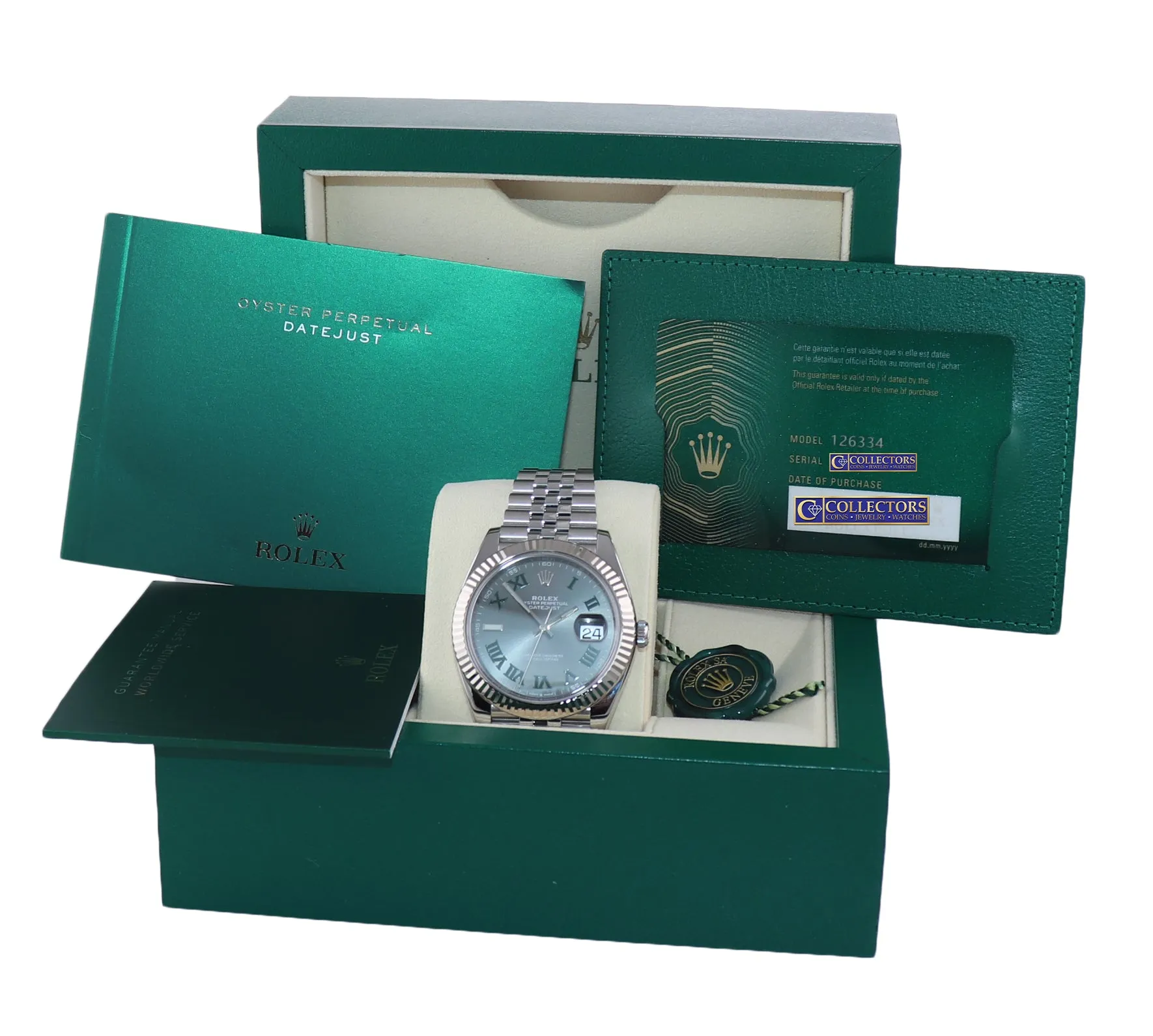 2021 NEW PAPERS Rolex DateJust 41 Wimbledon 126334 steel white gold Jubilee Watch