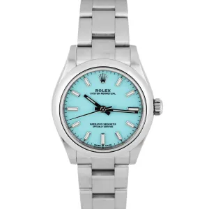2021 PAPERS Rolex Oyster Perpetual 31 Steel TURQUOISE Blue 31mm 277200 Watch BOX
