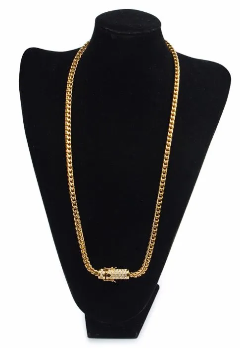 6 MM 14K Yellow Gold Solid Franco 24" Iced out Lock Chain