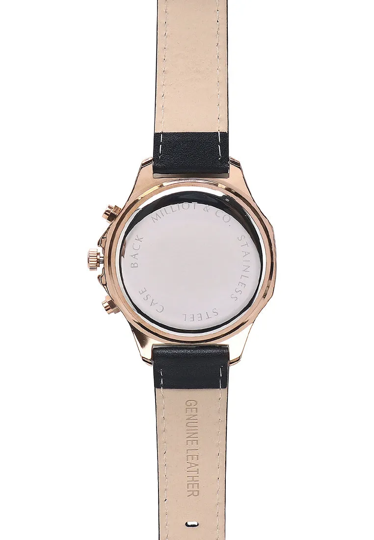 Alex Gold Leather Watch (Black)