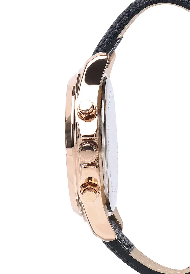 Alex Gold Leather Watch (Black)