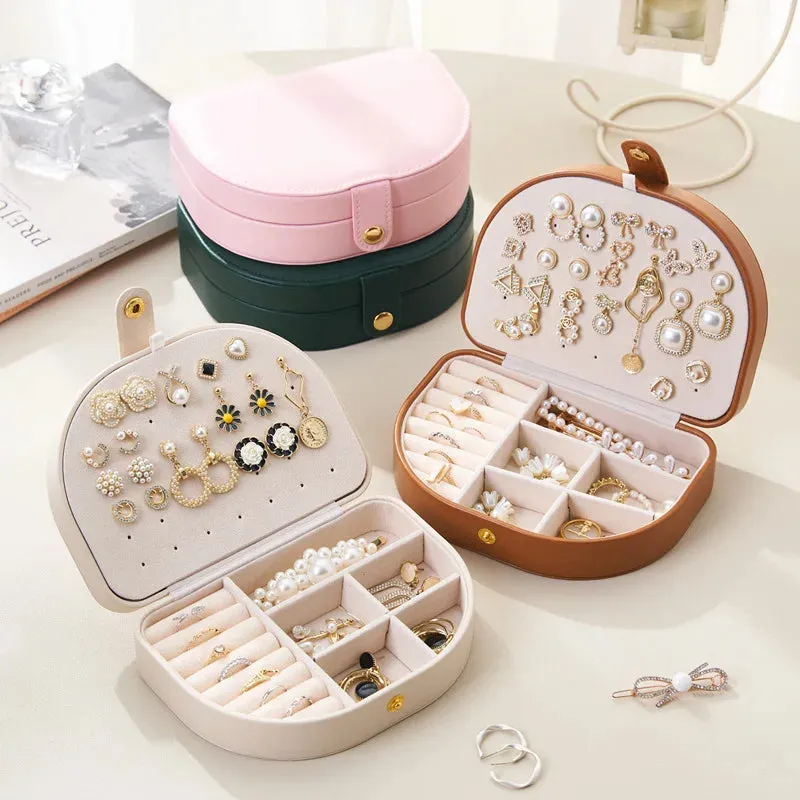 ANYHOUZ Jewelry Box Portable Semicircular Shell Shaped Organizer with Antioxidant Protection