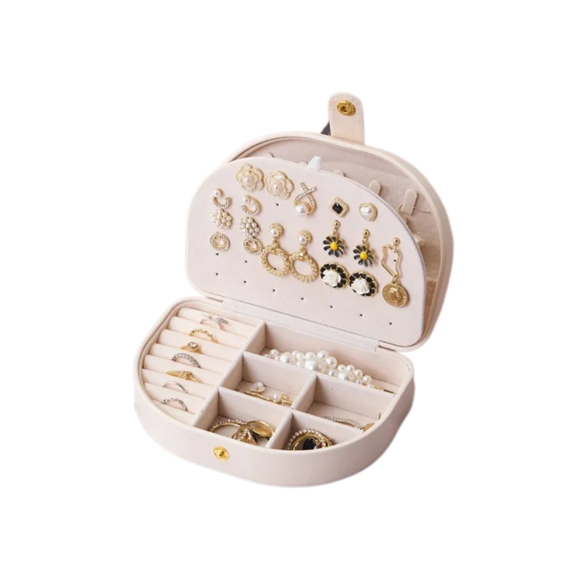 ANYHOUZ Jewelry Box Portable Semicircular Shell Shaped Organizer with Antioxidant Protection