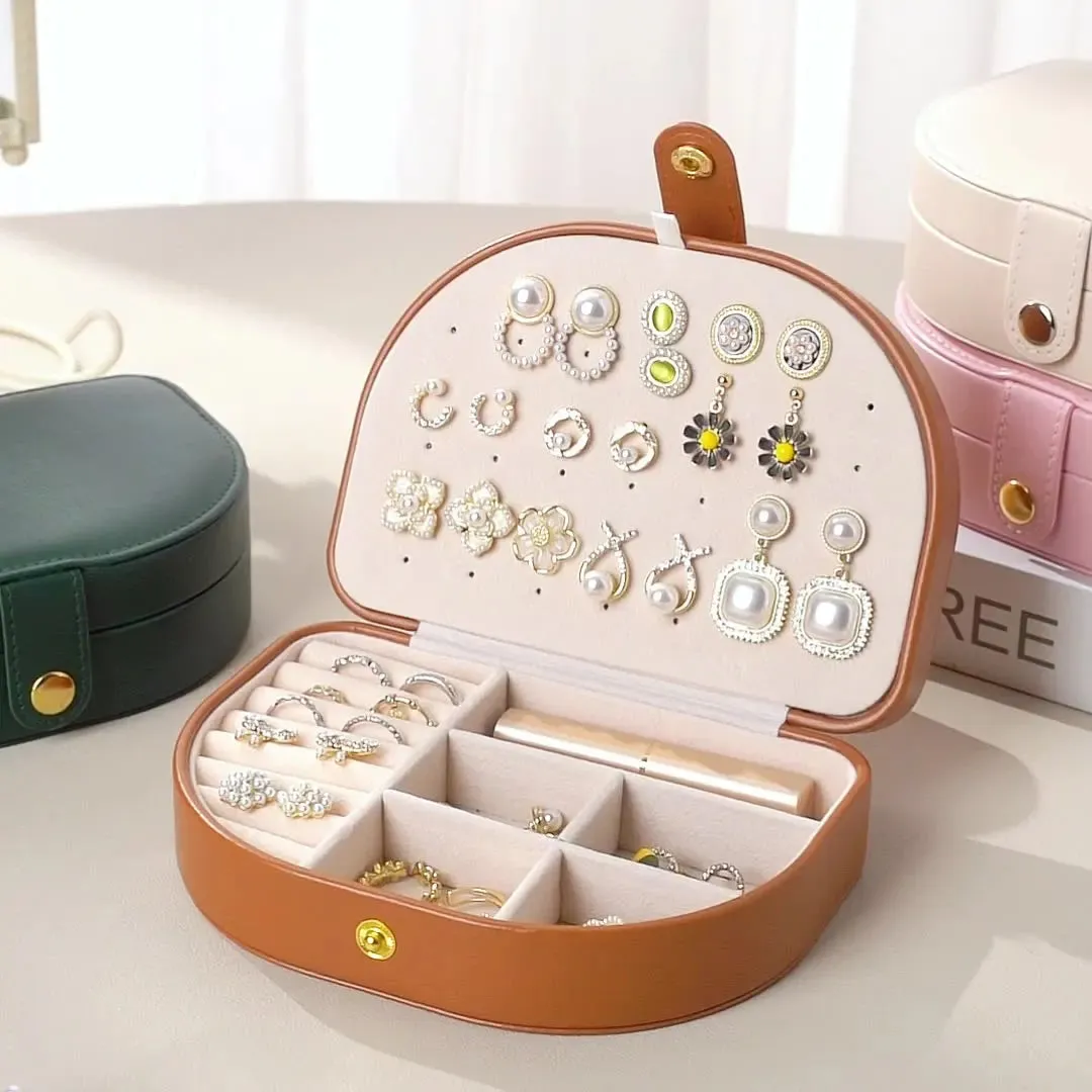 ANYHOUZ Jewelry Box Portable Semicircular Shell Shaped Organizer with Antioxidant Protection