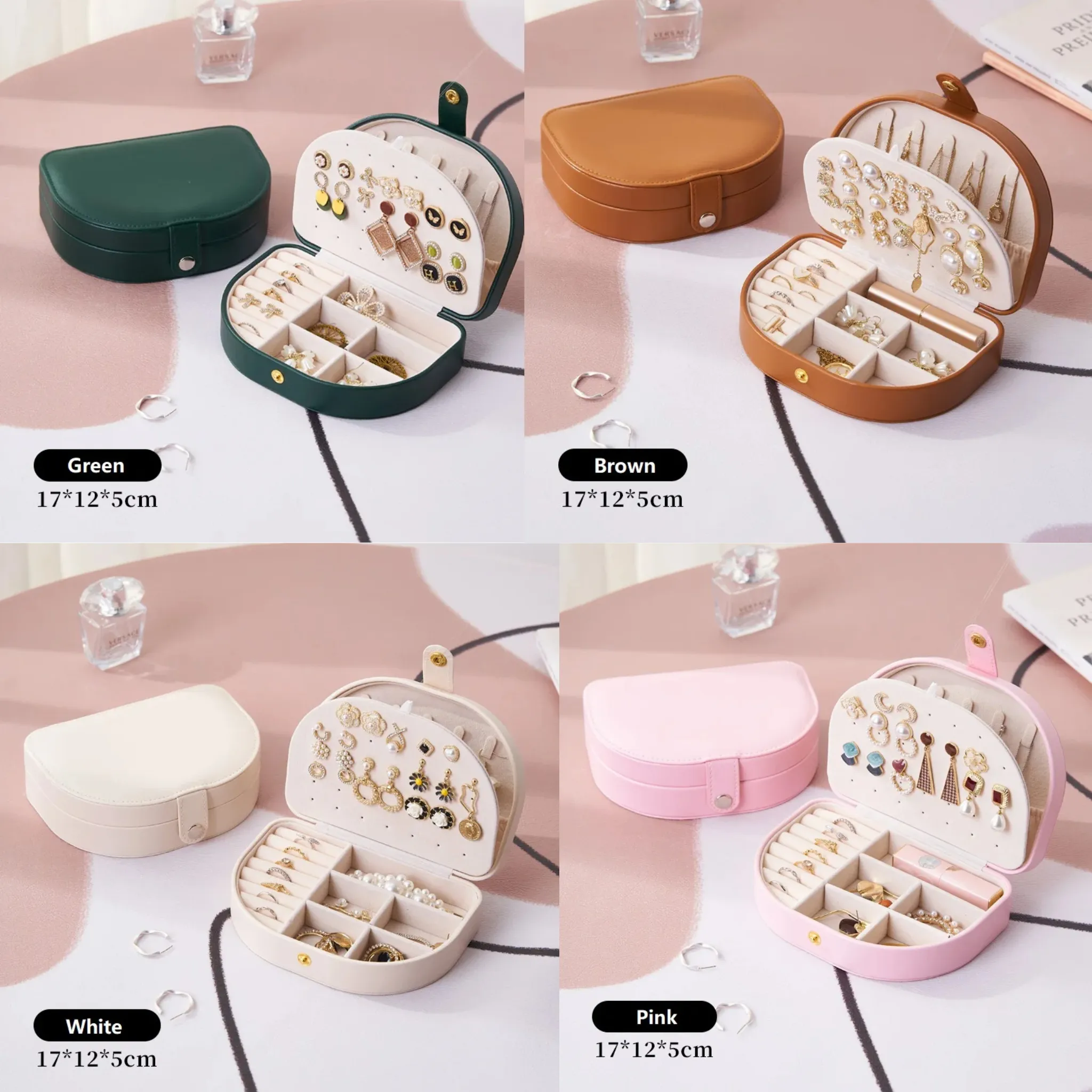 ANYHOUZ Jewelry Box Portable Semicircular Shell Shaped Organizer with Antioxidant Protection
