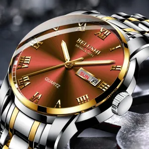 BELUSHI Men Fashion Business Quartz Wrist Watches Stainless Steel Waterproof Analog Watch Men Calendar Clock 2022 New Watches