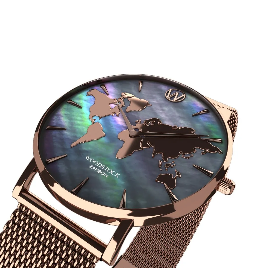 Black Pearl World Map ® Waterproof Watch