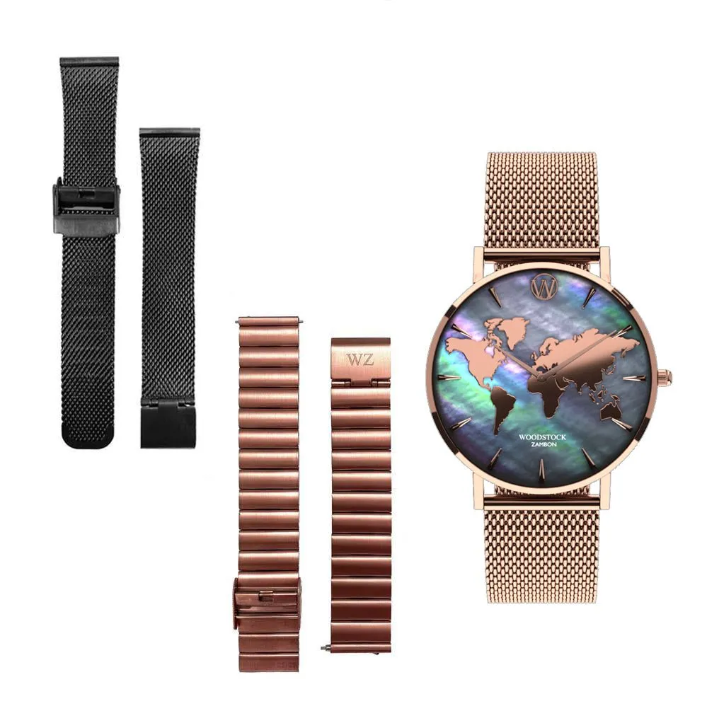 Black Pearl World Map ® Waterproof Watch