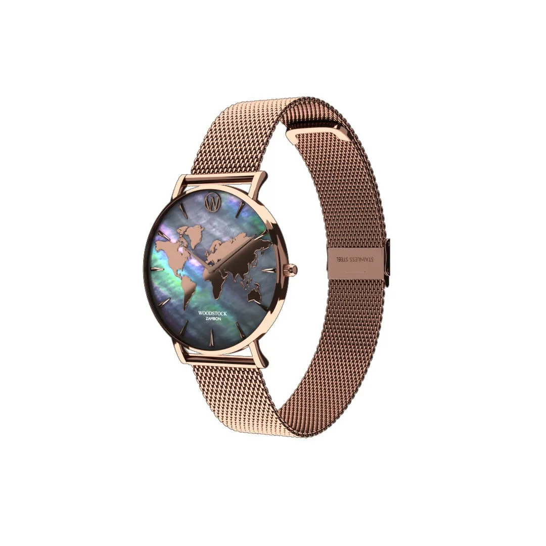 Black Pearl World Map ® Waterproof Watch
