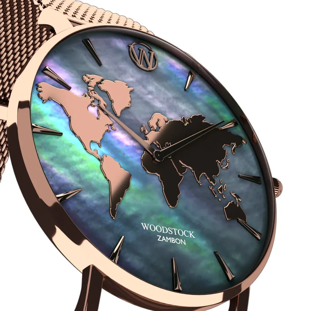 Black Pearl World Map ® Waterproof Watch