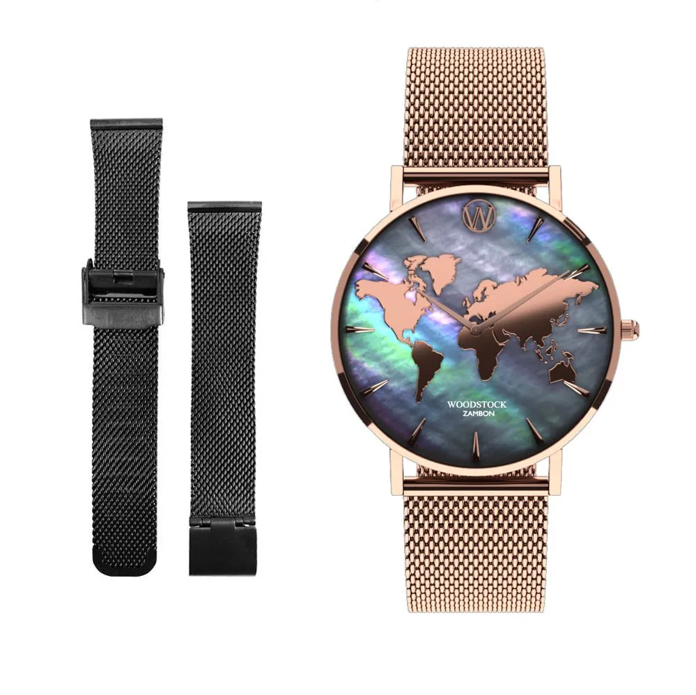 Black Pearl World Map ® Waterproof Watch