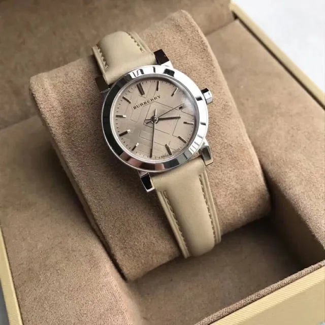 Burberry The City Beige Leather Strap Quartz Women's Watch BU9207