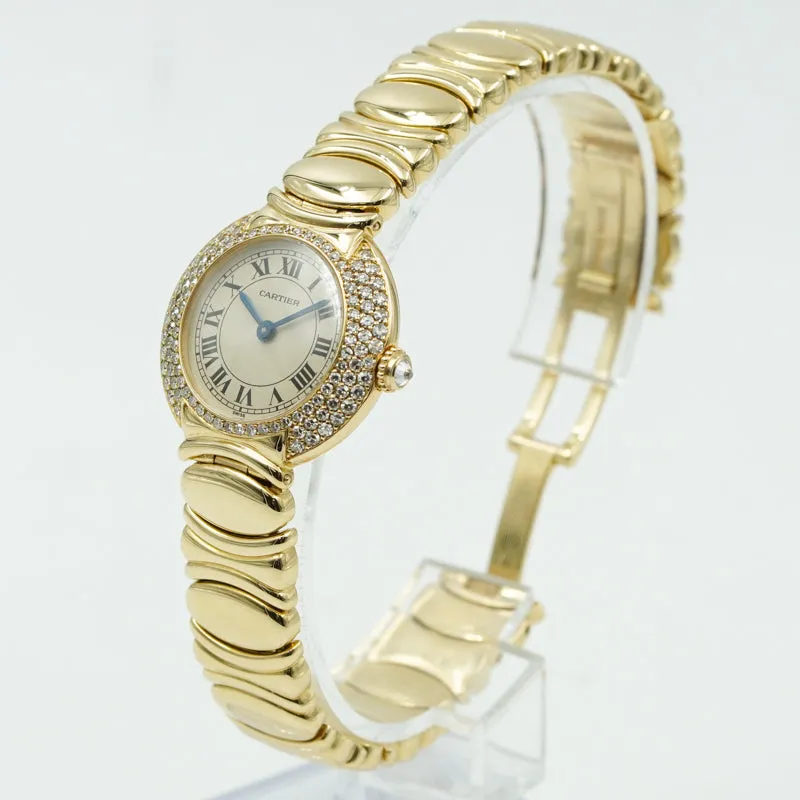 Cartier Colisee 0274 Diamond Bezel 18K Yellow Gold 26mm Ladies Watch
