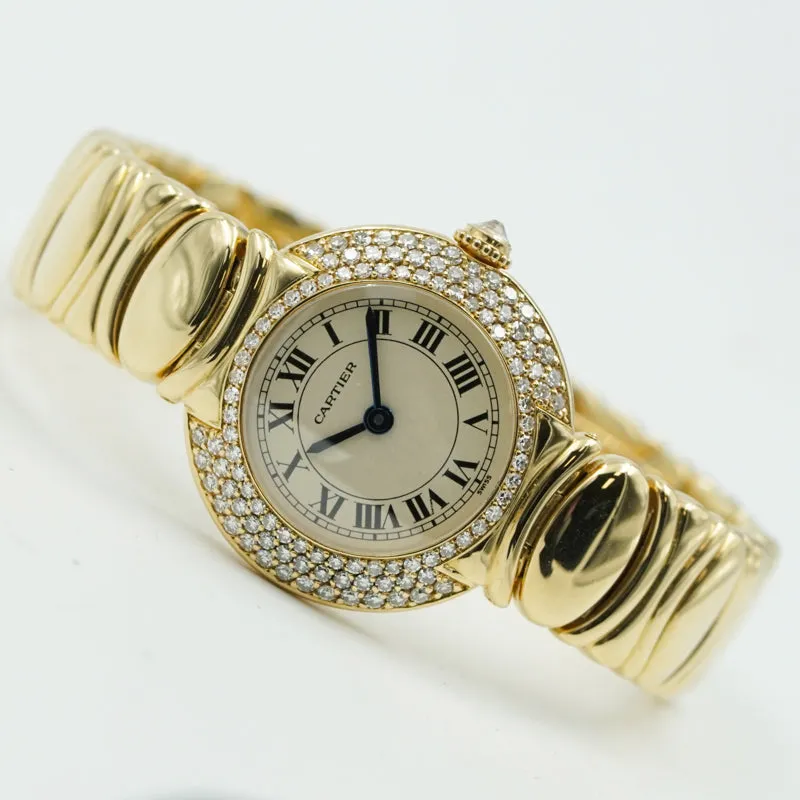 Cartier Colisee 0274 Diamond Bezel 18K Yellow Gold 26mm Ladies Watch