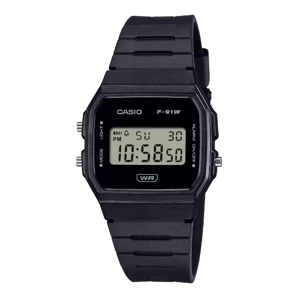 Casio Black Resin Strap Black Dial Quartz Watch for Gents - F-91WB-1ADF