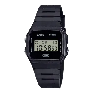 Casio Black Resin Strap Black Dial Quartz Watch for Gents - F-91WB-1ADF