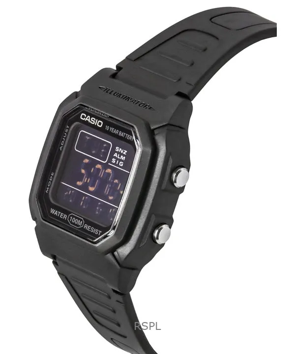 Casio Digital Black Dual Time Resin Strap Quartz W-800H-1BV 100M Men's Watch