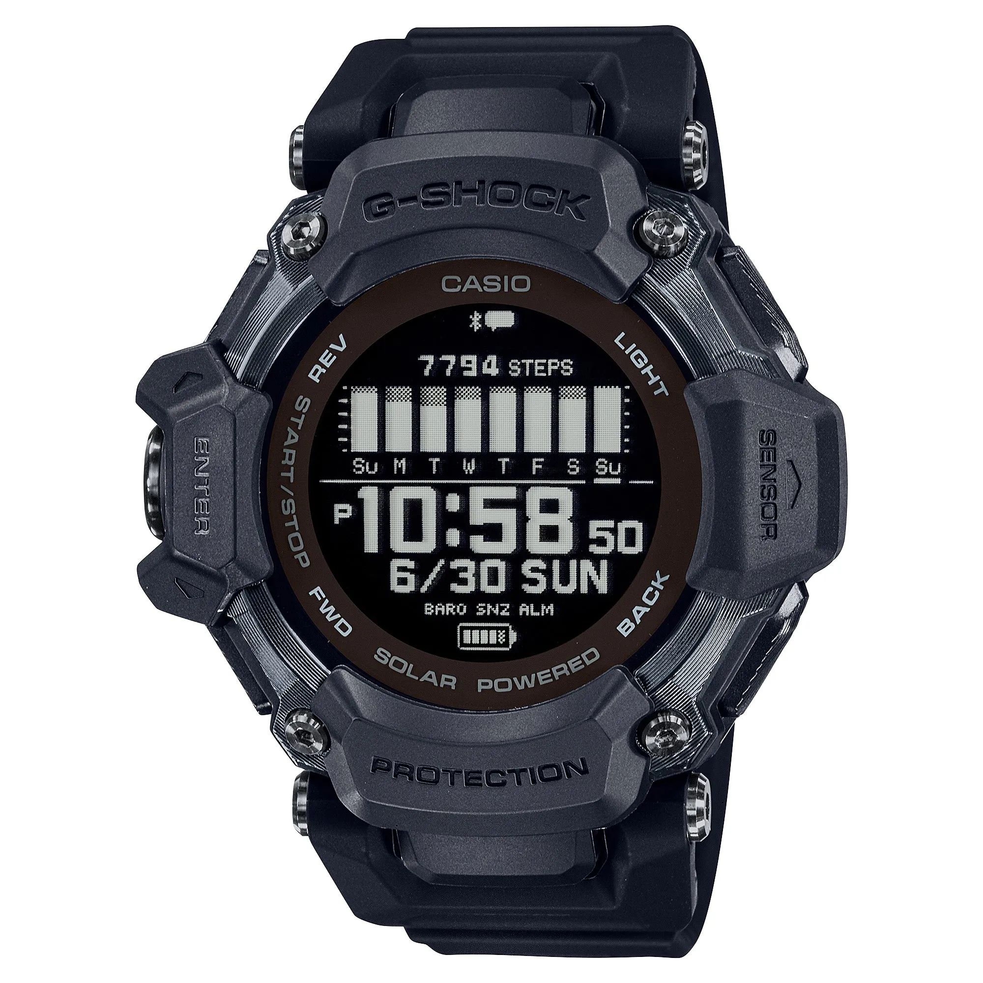 Casio G-Shock GBD-H2000 Lineup G-SQUAD Bluetooth© Tough Solar Multi-Sport Series Black Resin Band Watch GBDH2000-1B GBD-H2000-1B