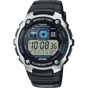 Casio Illuminator Black Silicone Strap Strap Black Dial Quartz Watch for Gents - AE-2000W-1AVDF(AG)