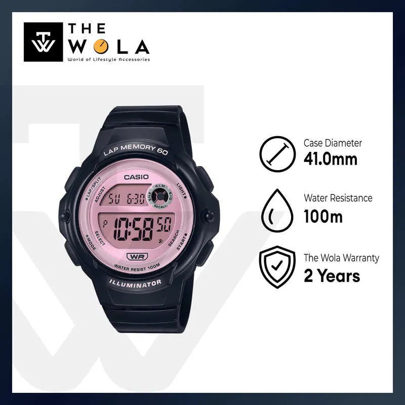Casio LWS-1200H-1A2V Women Digital Watch Black Resin Strap