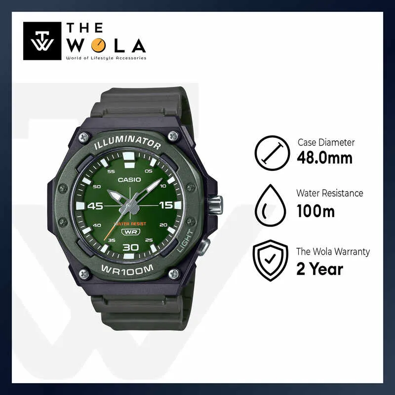 Casio Men Analog Watch MW-620H-3AV Black Resin Strap