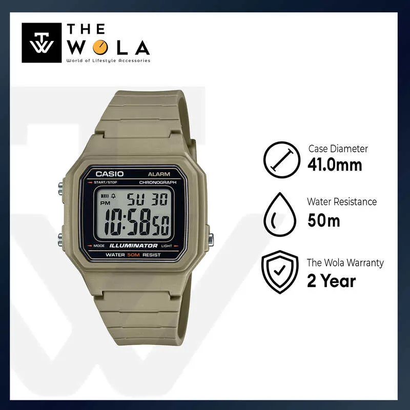 Casio Men Digital Sport Watch W-217H-5AV Green Resin Strap