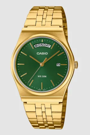 CASIO VINTAGE MTPB146G-3A WATCH - GOLD/GREEN