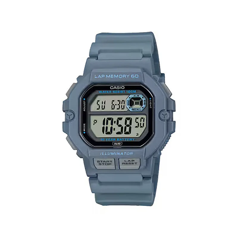 Casio WS-1400H-2A Men Digital Watch Blue Resin Strap