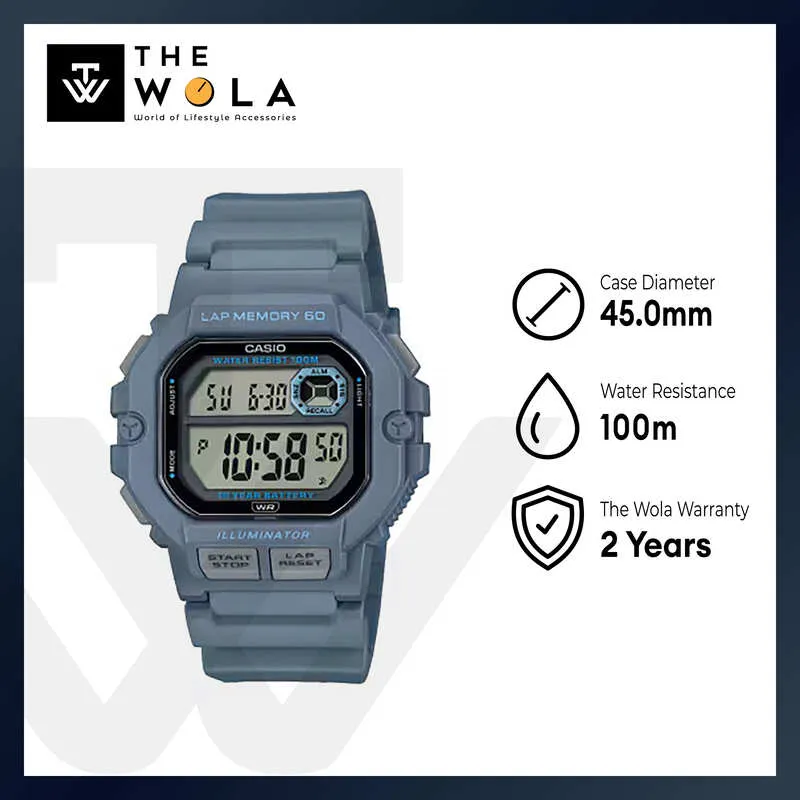 Casio WS-1400H-2A Men Digital Watch Blue Resin Strap