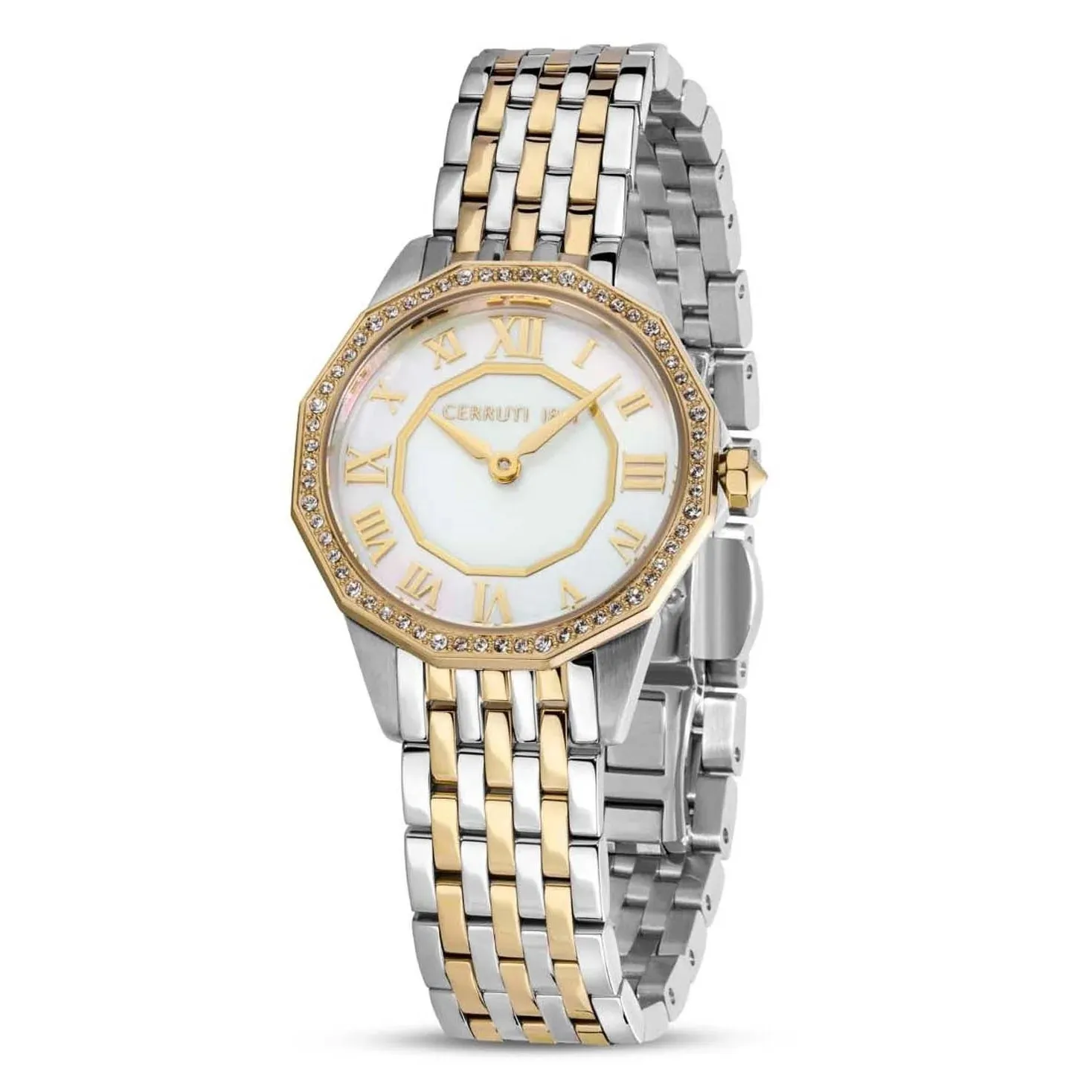 Cerruti 1881 Jesina Ladies White MOP Dial Stainless Steel Silver Gold Watch