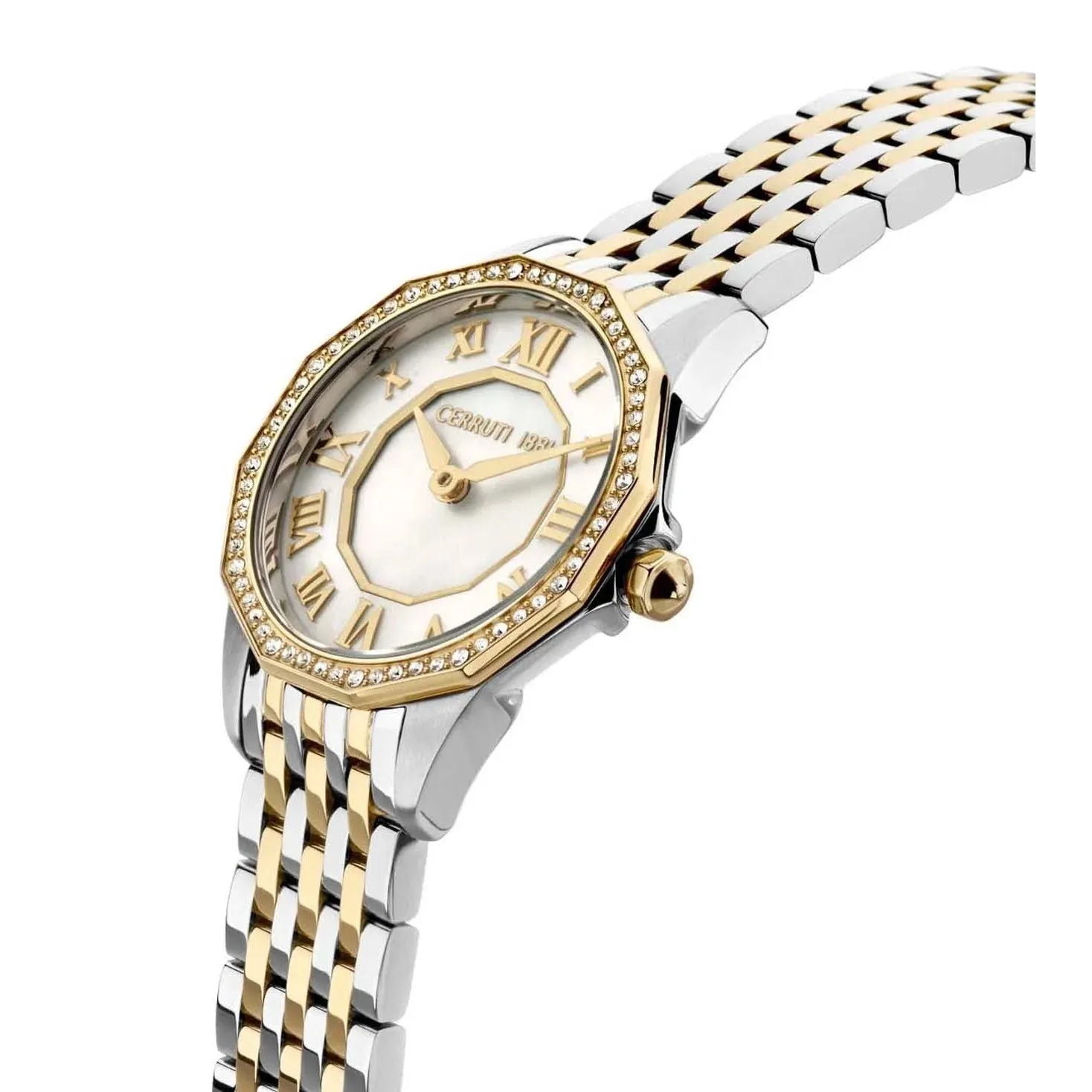 Cerruti 1881 Jesina Ladies White MOP Dial Stainless Steel Silver Gold Watch