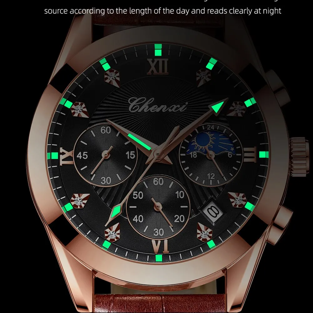 CHENXI Fashion Men Watches Sport Waterproof Luminous Chronograph Military Clock Luxury Brand Date Mens Quartz Wristwatches