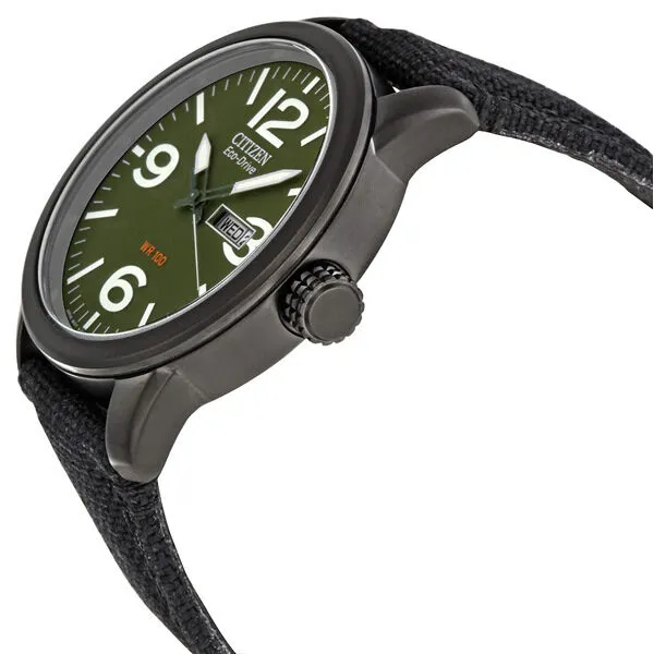Citizen Eco-Drive Military Black-plated Steel Canvas Strap Men's Watch BM8475-00X