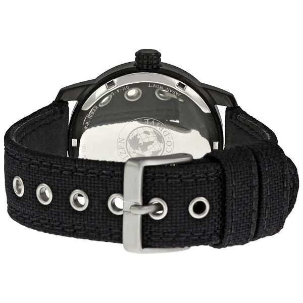 Citizen Eco-Drive Military Black-plated Steel Canvas Strap Men's Watch BM8475-00X